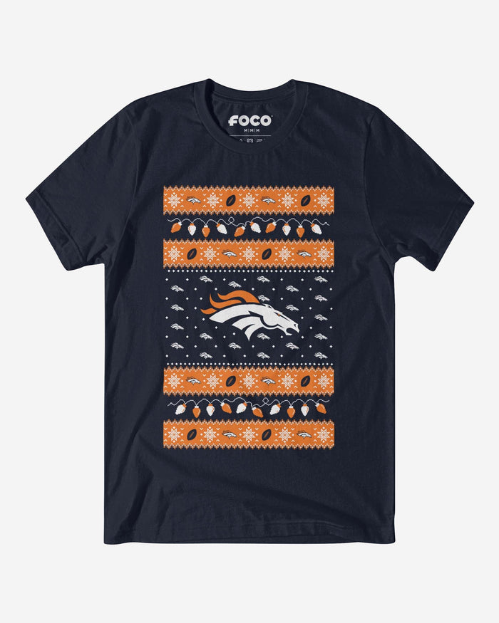 Denver Broncos Holiday Lights Sweater T-Shirt FOCO S - FOCO.com