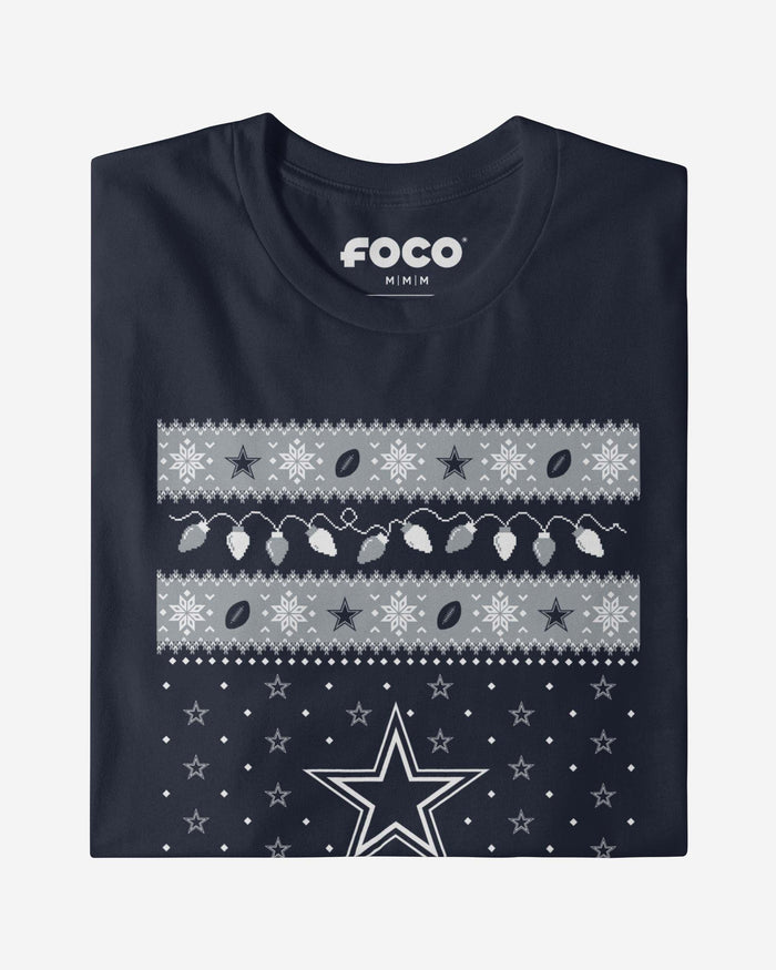 Dallas Cowboys Holiday Lights Sweater T-Shirt FOCO - FOCO.com