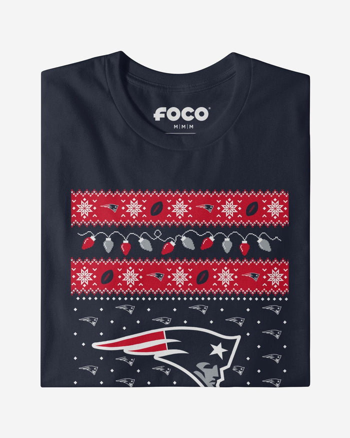 New England Patriots Holiday Lights Sweater T-Shirt FOCO - FOCO.com