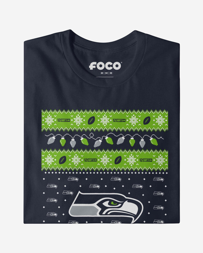 Seattle Seahawks Holiday Lights Sweater T-Shirt FOCO - FOCO.com