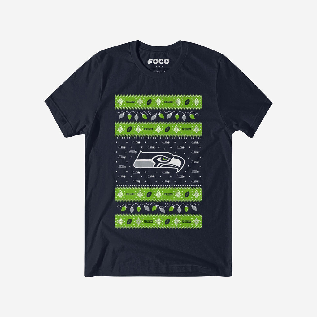 Seattle Seahawks Holiday Lights Sweater T-Shirt FOCO S - FOCO.com