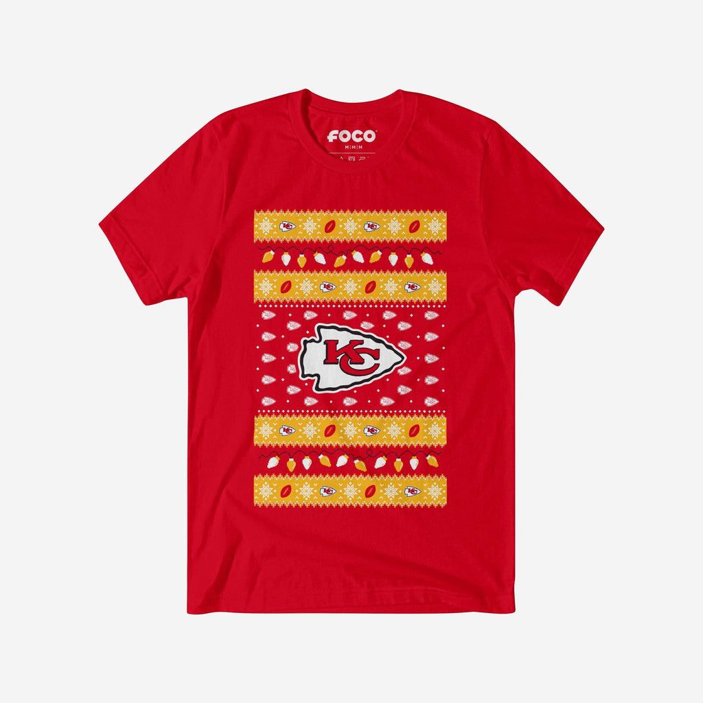 Kansas City Chiefs Holiday Lights Sweater T-Shirt FOCO S - FOCO.com