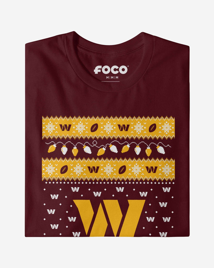 Washington Commanders Holiday Lights Sweater T-Shirt FOCO - FOCO.com