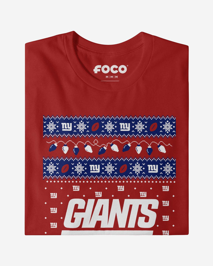 New York Giants Holiday Lights Sweater T-Shirt FOCO - FOCO.com