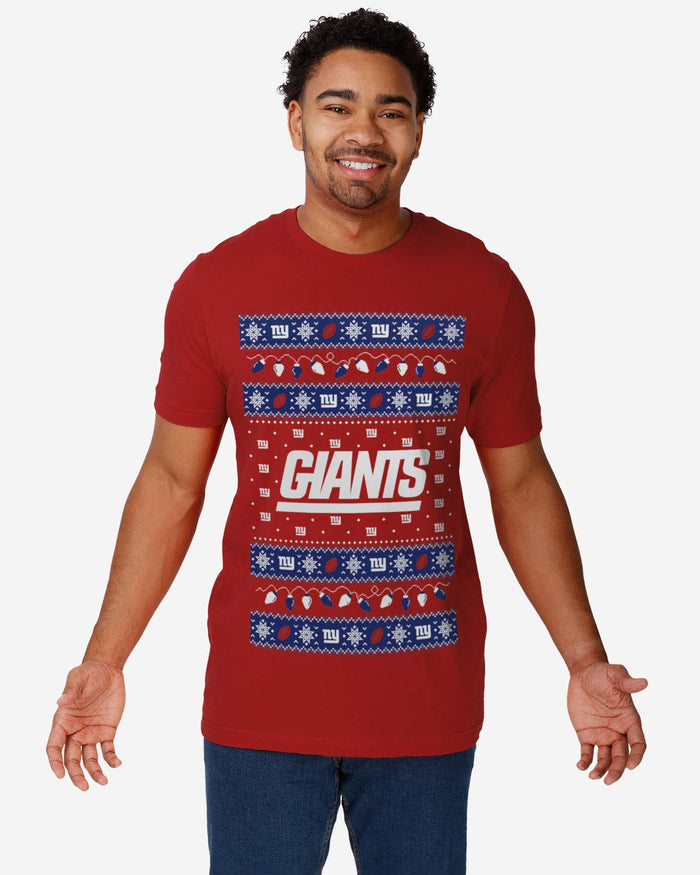 New York Giants Holiday Lights Sweater T-Shirt FOCO - FOCO.com