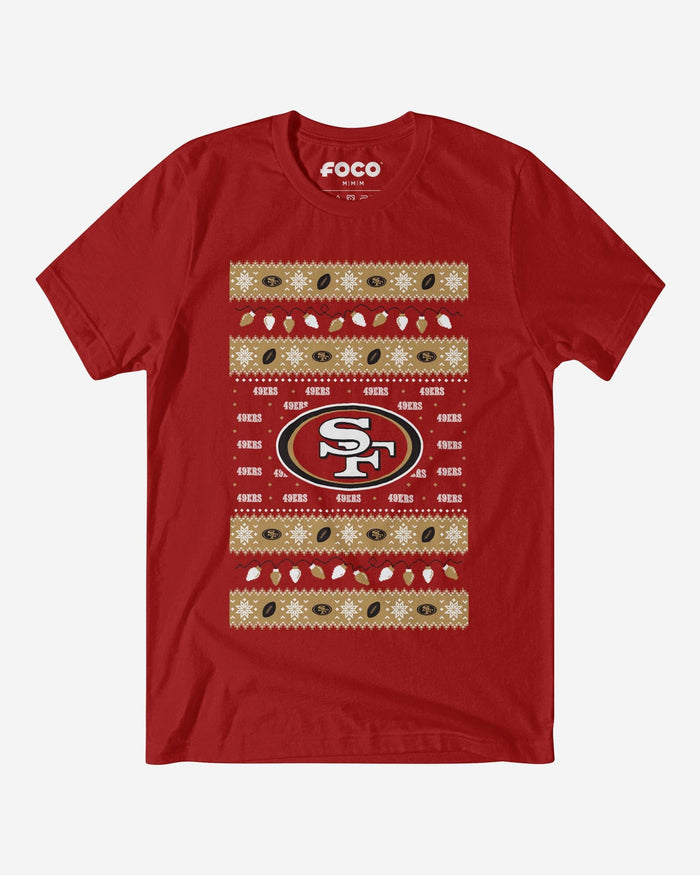 San Francisco 49ers Holiday Lights Sweater T-Shirt FOCO S - FOCO.com