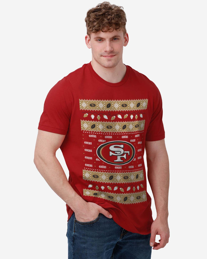 San Francisco 49ers Holiday Lights Sweater T-Shirt FOCO - FOCO.com