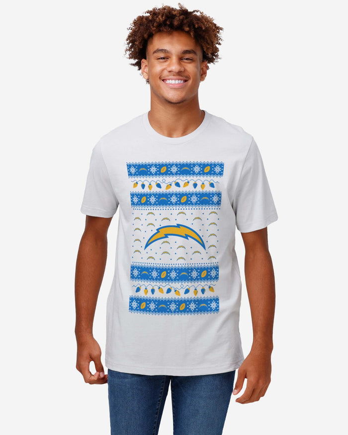 Los Angeles Chargers Holiday Lights Sweater T-Shirt FOCO - FOCO.com