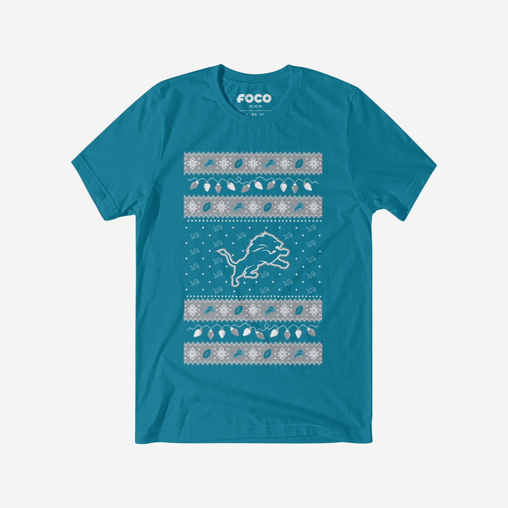 Detroit Lions Holiday Lights Sweater T-Shirt FOCO S - FOCO.com