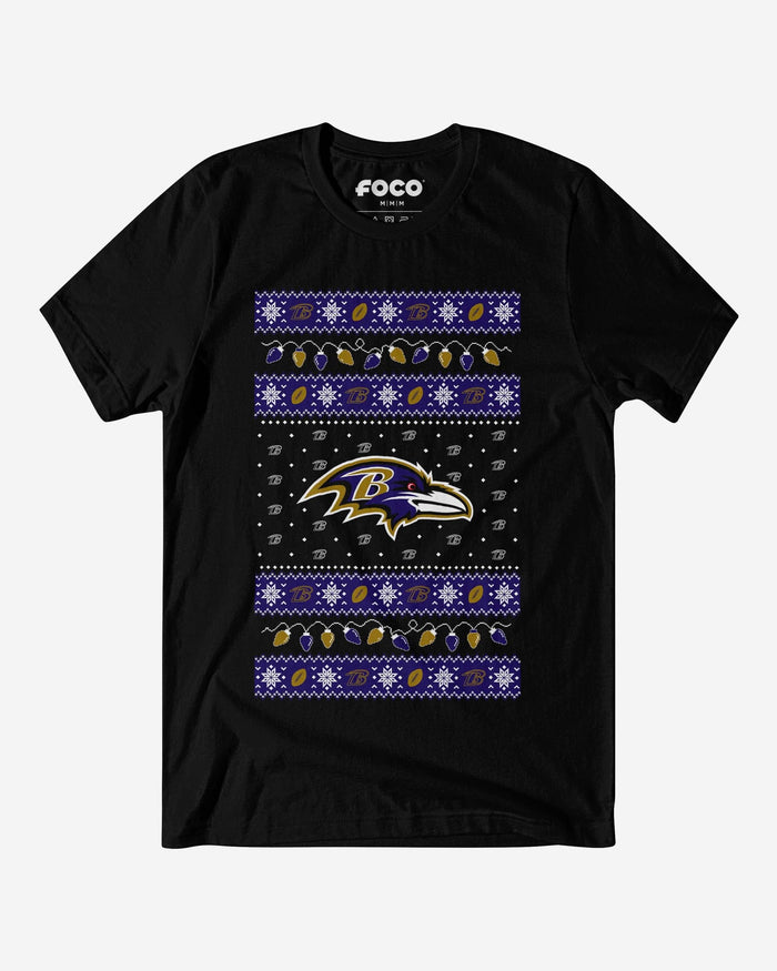 Baltimore Ravens Holiday Lights Sweater T-Shirt