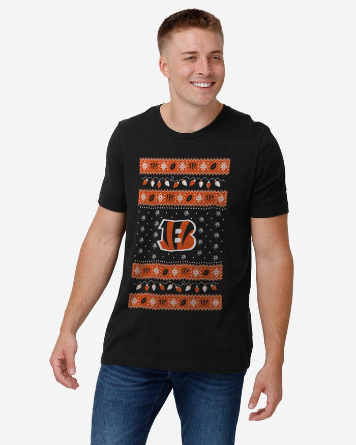 Cincinnati Bengals Holiday Lights Sweater T-Shirt FOCO - FOCO.com