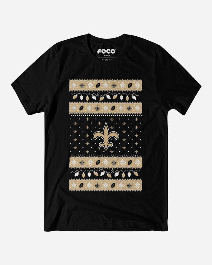 New Orleans Saints Holiday Lights Sweater T-Shirt FOCO S - FOCO.com