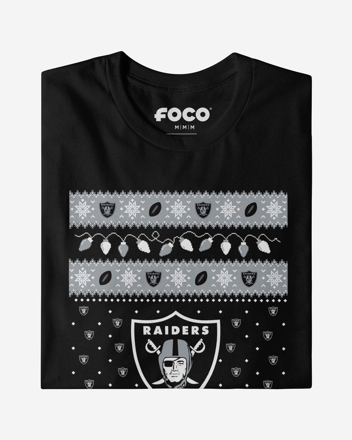 Las Vegas Raiders Holiday Lights Sweater T-Shirt FOCO - FOCO.com