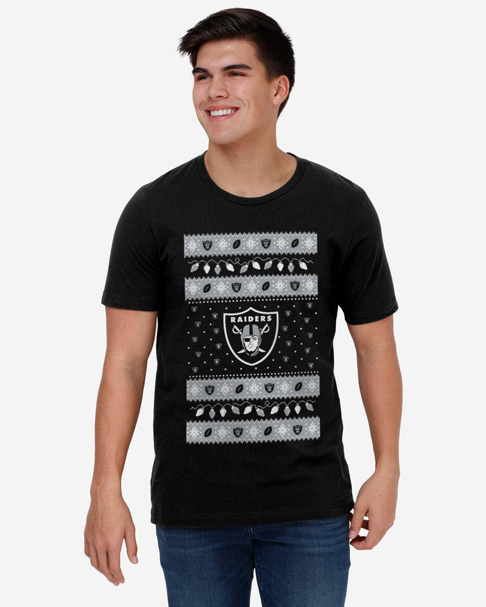 Las Vegas Raiders Holiday Lights Sweater T-Shirt FOCO - FOCO.com