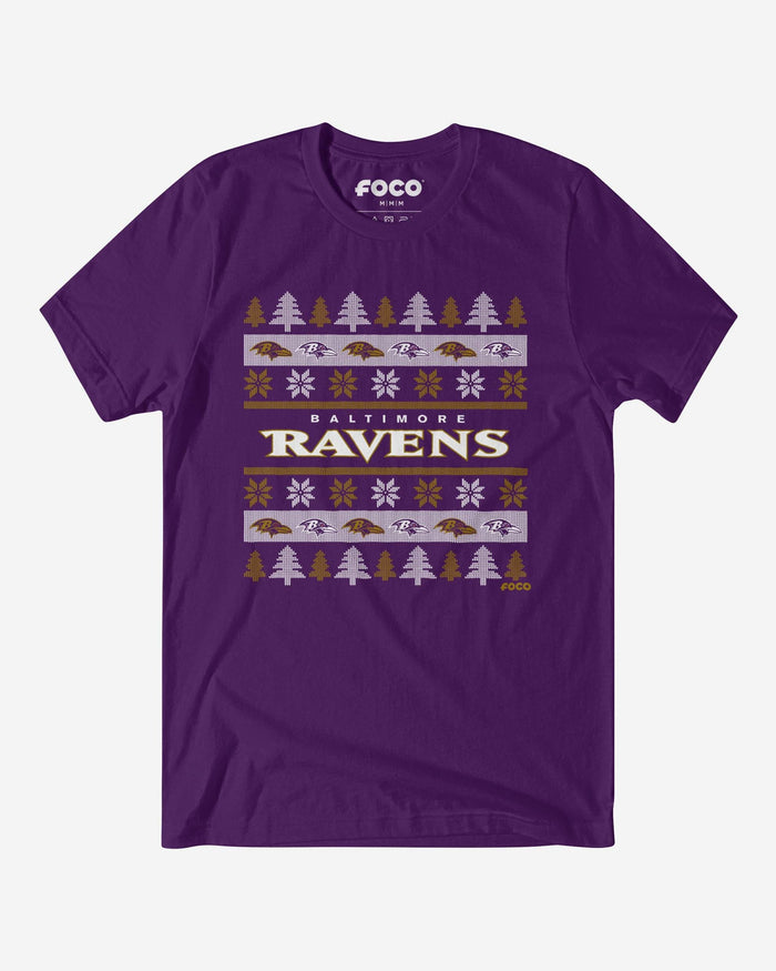 Baltimore Ravens Holiday Sweater T-Shirt FOCO S - FOCO.com