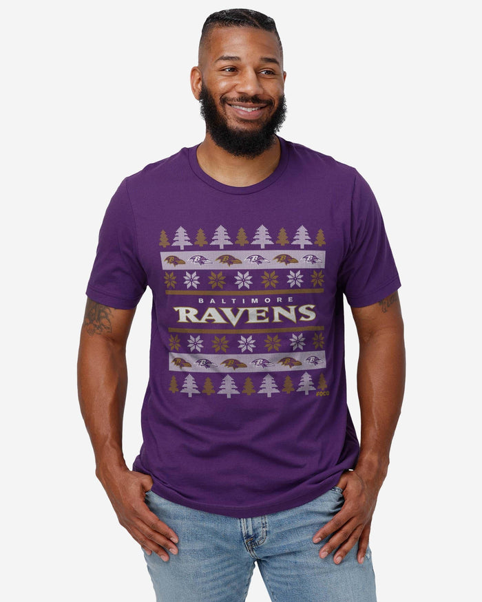 Baltimore Ravens Holiday Sweater T-Shirt FOCO - FOCO.com