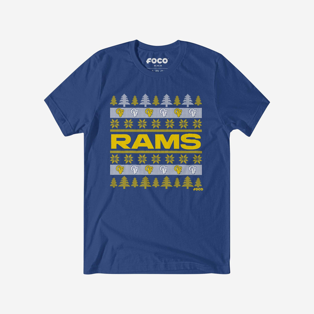 Los Angeles Rams Holiday Sweater T-Shirt FOCO S - FOCO.com