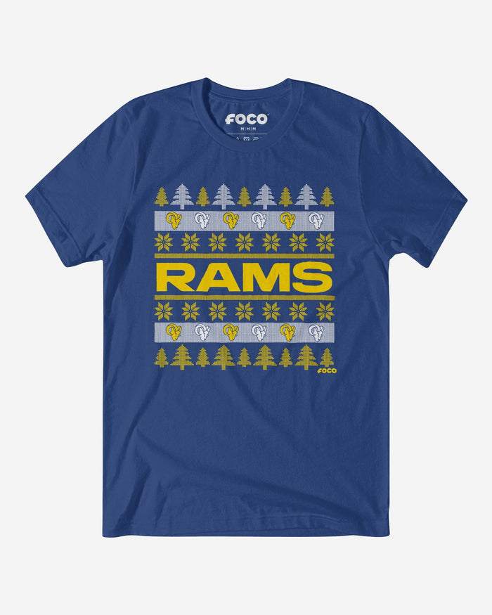 Los Angeles Rams Holiday Sweater T-Shirt FOCO S - FOCO.com