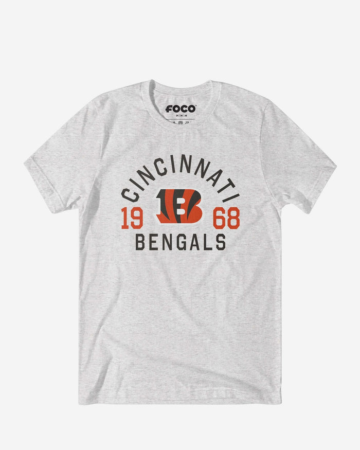 Cincinnati Bengals Heritage Print T-Shirt FOCO Ash S - FOCO.com