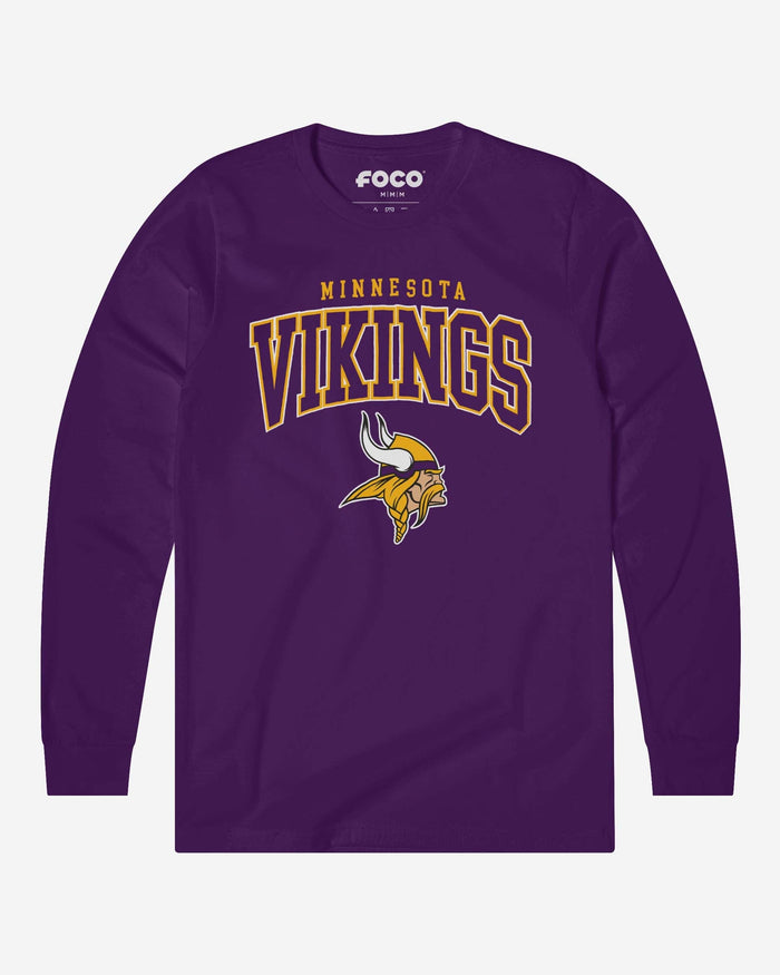 Minnesota Vikings Classic Arched Logo Long Sleeve T-Shirt FOCO Team Purple S - FOCO.com