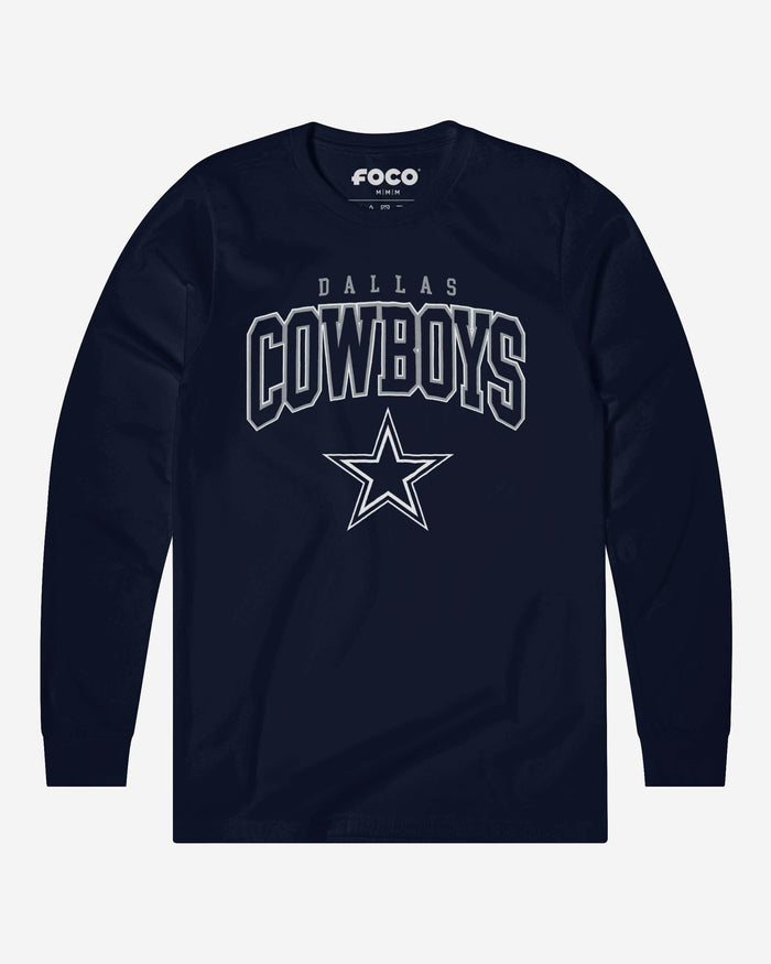 Dallas Cowboys Classic Arched Logo Long Sleeve T-Shirt FOCO Navy S - FOCO.com