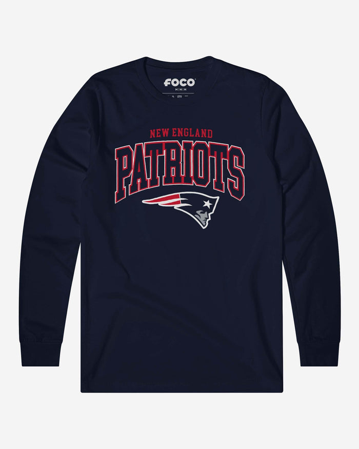 New England Patriots Classic Arched Logo Long Sleeve T-Shirt FOCO Navy S - FOCO.com