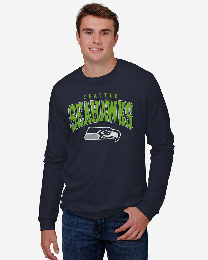 Seattle Seahawks Classic Arched Logo Long Sleeve T-Shirt FOCO - FOCO.com