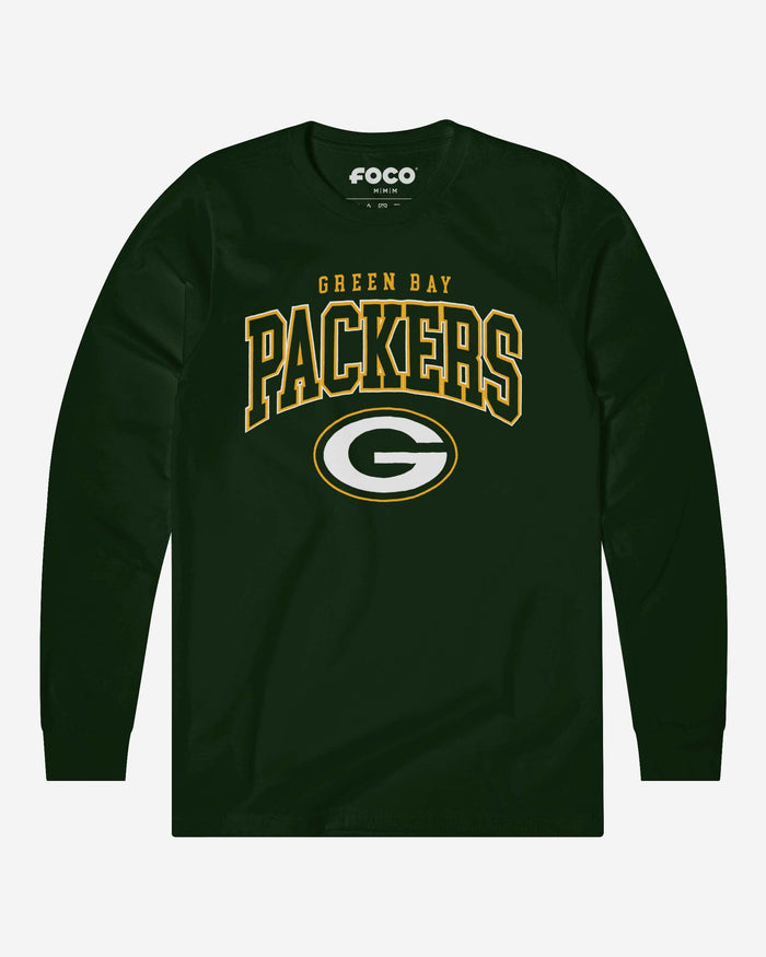 Green Bay Packers Classic Arched Logo Long Sleeve T-Shirt FOCO Forest S - FOCO.com