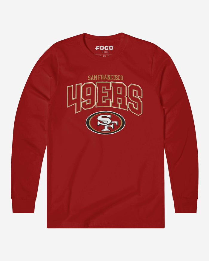 San Francisco 49ers Classic Arched Logo Long Sleeve T-Shirt FOCO Canvas Red S - FOCO.com