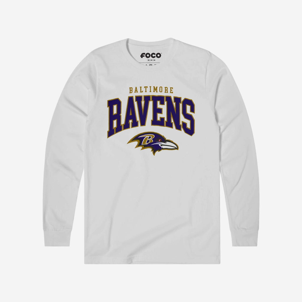 Baltimore Ravens Classic Arched Logo Long Sleeve T-Shirt FOCO White S - FOCO.com