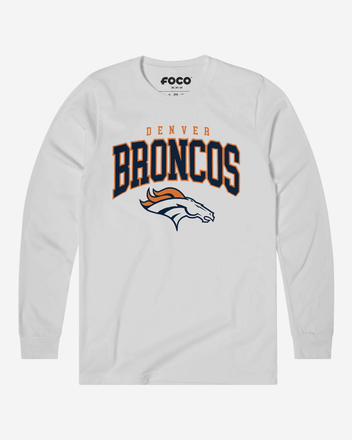 Denver Broncos Classic Arched Logo Long Sleeve T-Shirt FOCO White S - FOCO.com