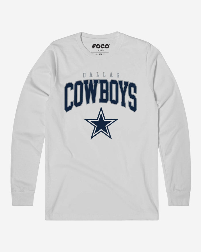 Dallas Cowboys Classic Arched Logo Long Sleeve T-Shirt FOCO White S - FOCO.com