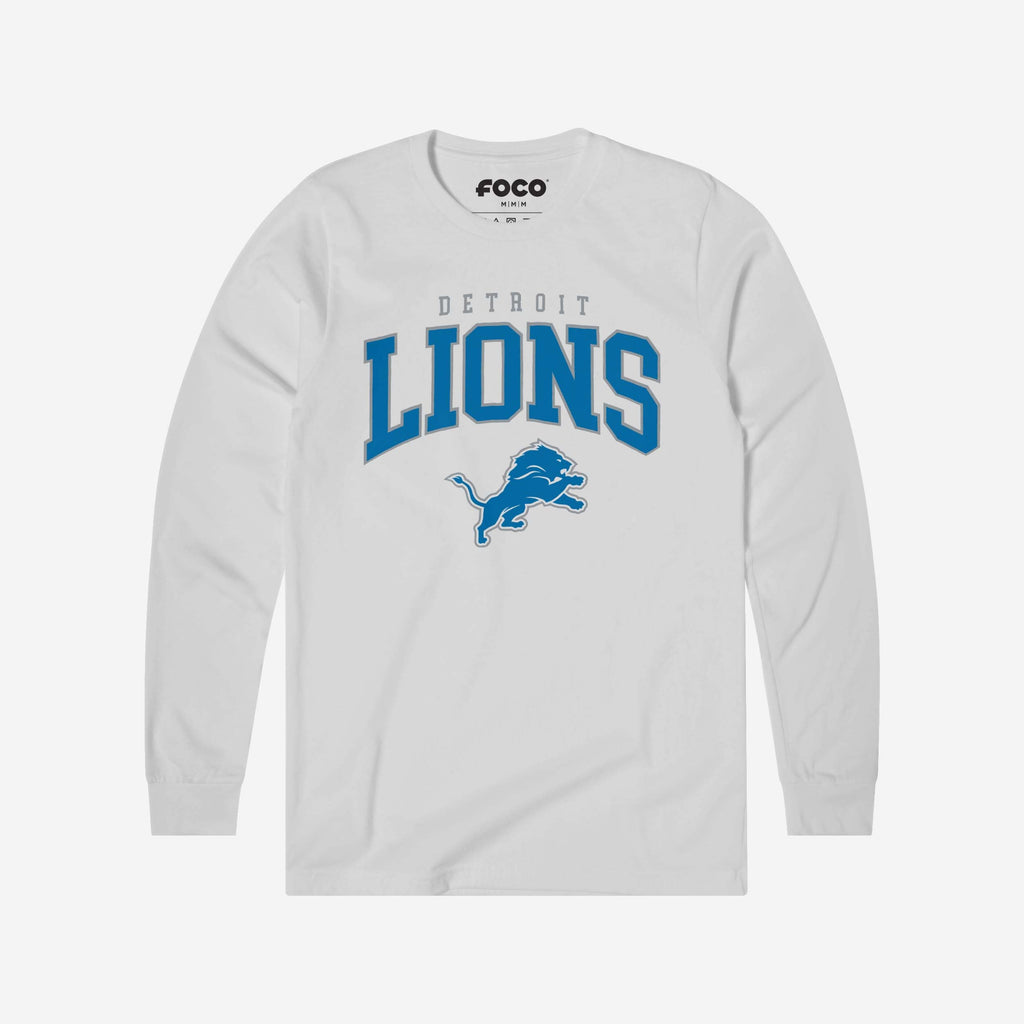 Detroit Lions Classic Arched Logo Long Sleeve T-Shirt FOCO White S - FOCO.com