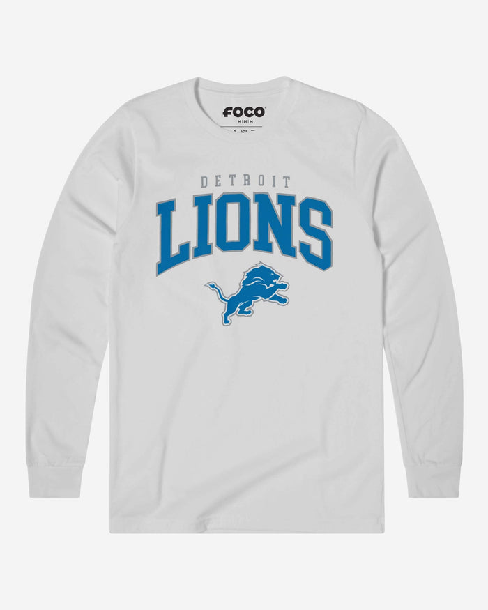 Detroit Lions Classic Arched Logo Long Sleeve T-Shirt FOCO White S - FOCO.com