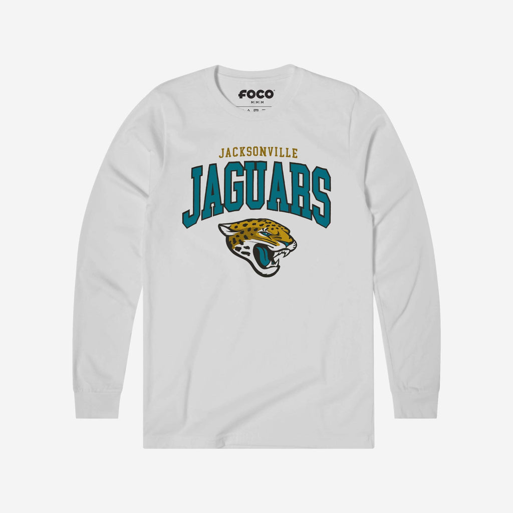 Jacksonville Jaguars Classic Arched Logo Long Sleeve T-Shirt FOCO White S - FOCO.com