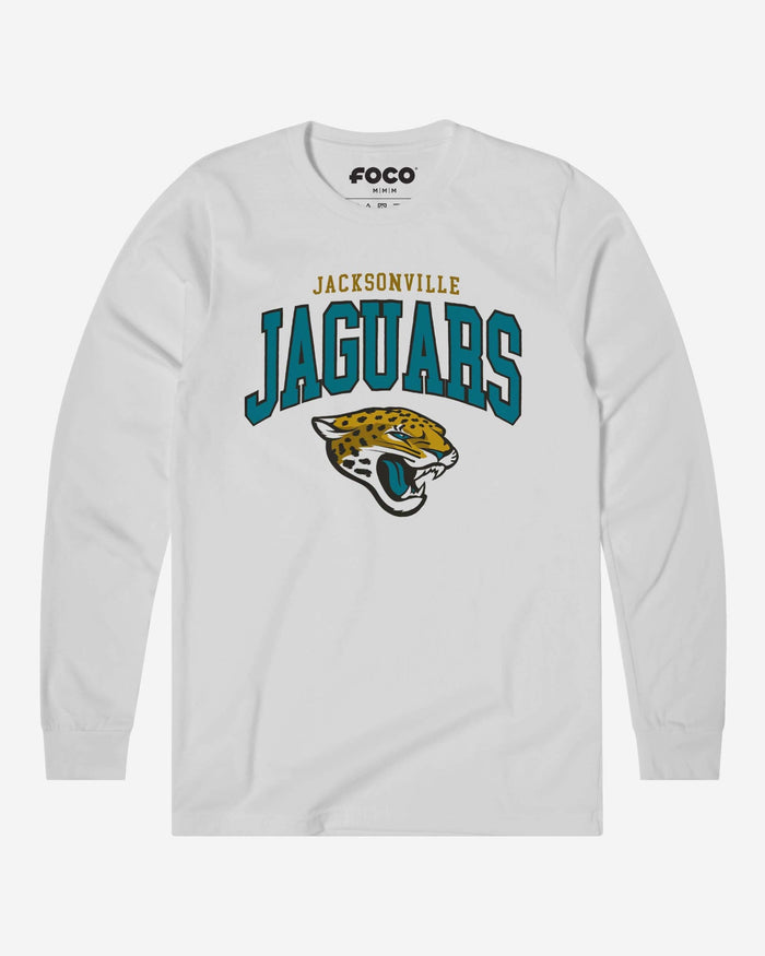 Jacksonville Jaguars Classic Arched Logo Long Sleeve T-Shirt FOCO White S - FOCO.com