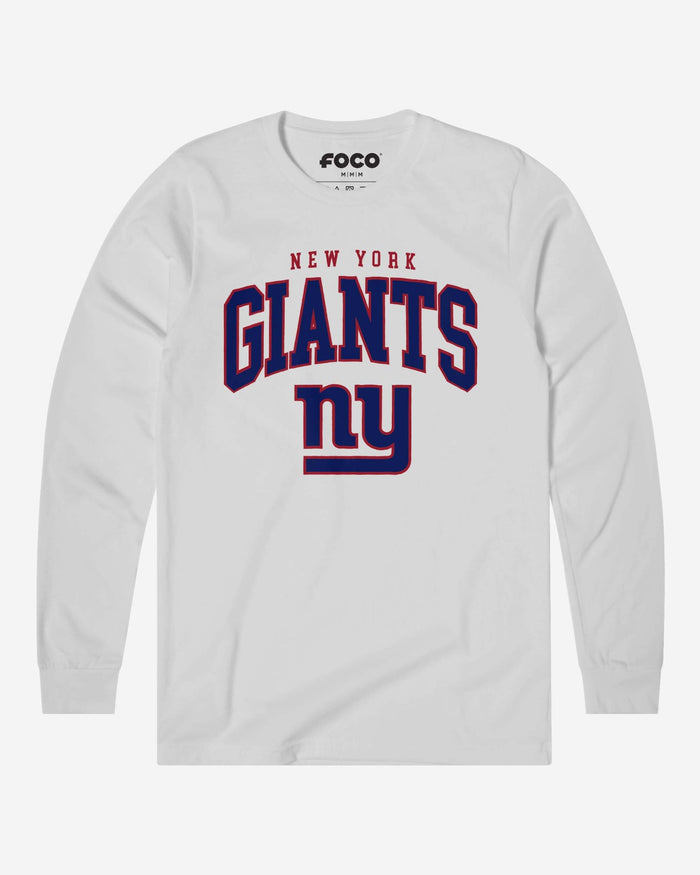 New York Giants Classic Arched Logo Long Sleeve T-Shirt FOCO White S - FOCO.com