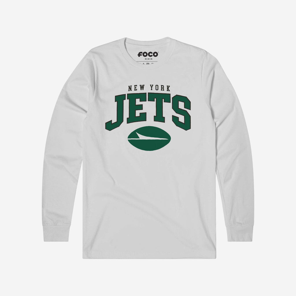 New York Jets Classic Arched Logo Long Sleeve T-Shirt FOCO White S - FOCO.com