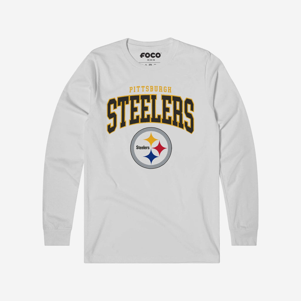 Pittsburgh Steelers Classic Arched Logo Long Sleeve T-Shirt FOCO White S - FOCO.com