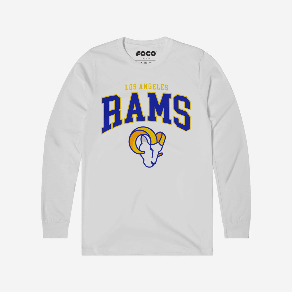 Los Angeles Rams Classic Arched Logo Long Sleeve T-Shirt FOCO White S - FOCO.com