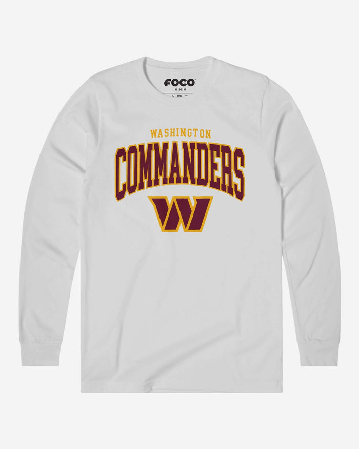 Washington Commanders Classic Arched Logo Long Sleeve T-Shirt FOCO White S - FOCO.com