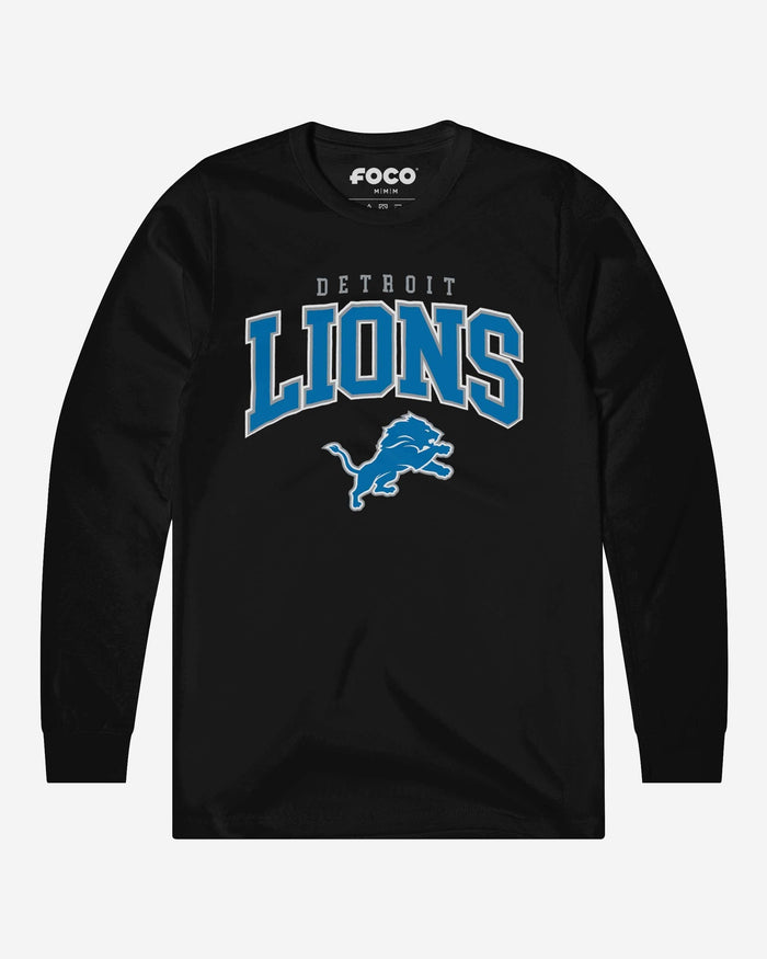 Detroit Lions Classic Arched Logo Long Sleeve T-Shirt FOCO Black S - FOCO.com