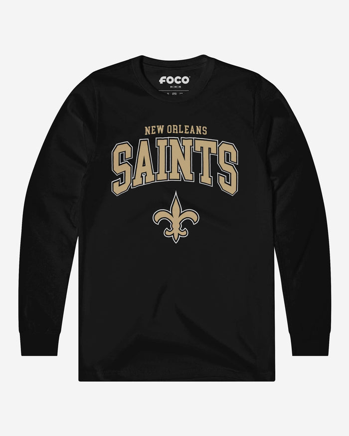 New Orleans Saints Classic Arched Logo Long Sleeve T-Shirt FOCO Black S - FOCO.com