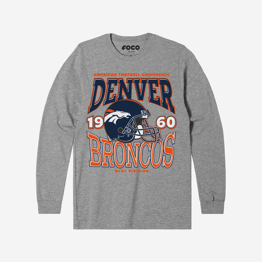 Denver Broncos Classic Team Helmet Long Sleeve T-Shirt FOCO S - FOCO.com