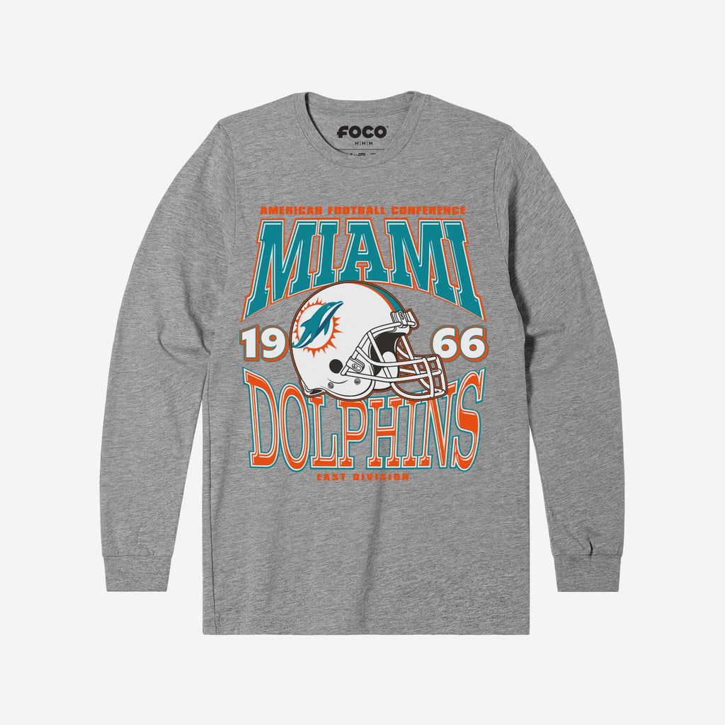 Miami Dolphins Classic Team Helmet Long Sleeve T-Shirt FOCO S - FOCO.com