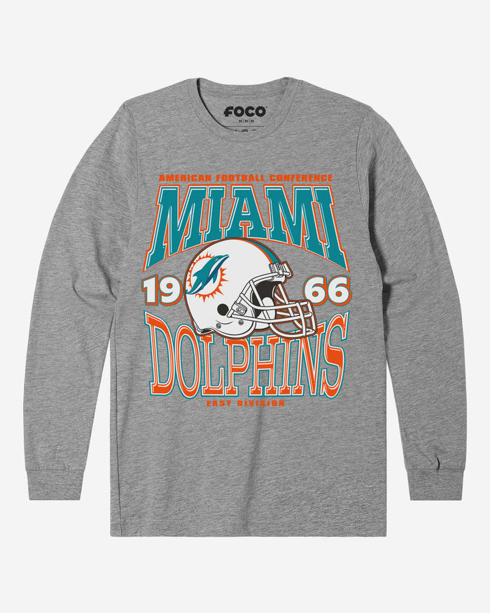 Miami Dolphins Classic Team Helmet Long Sleeve T-Shirt FOCO S - FOCO.com