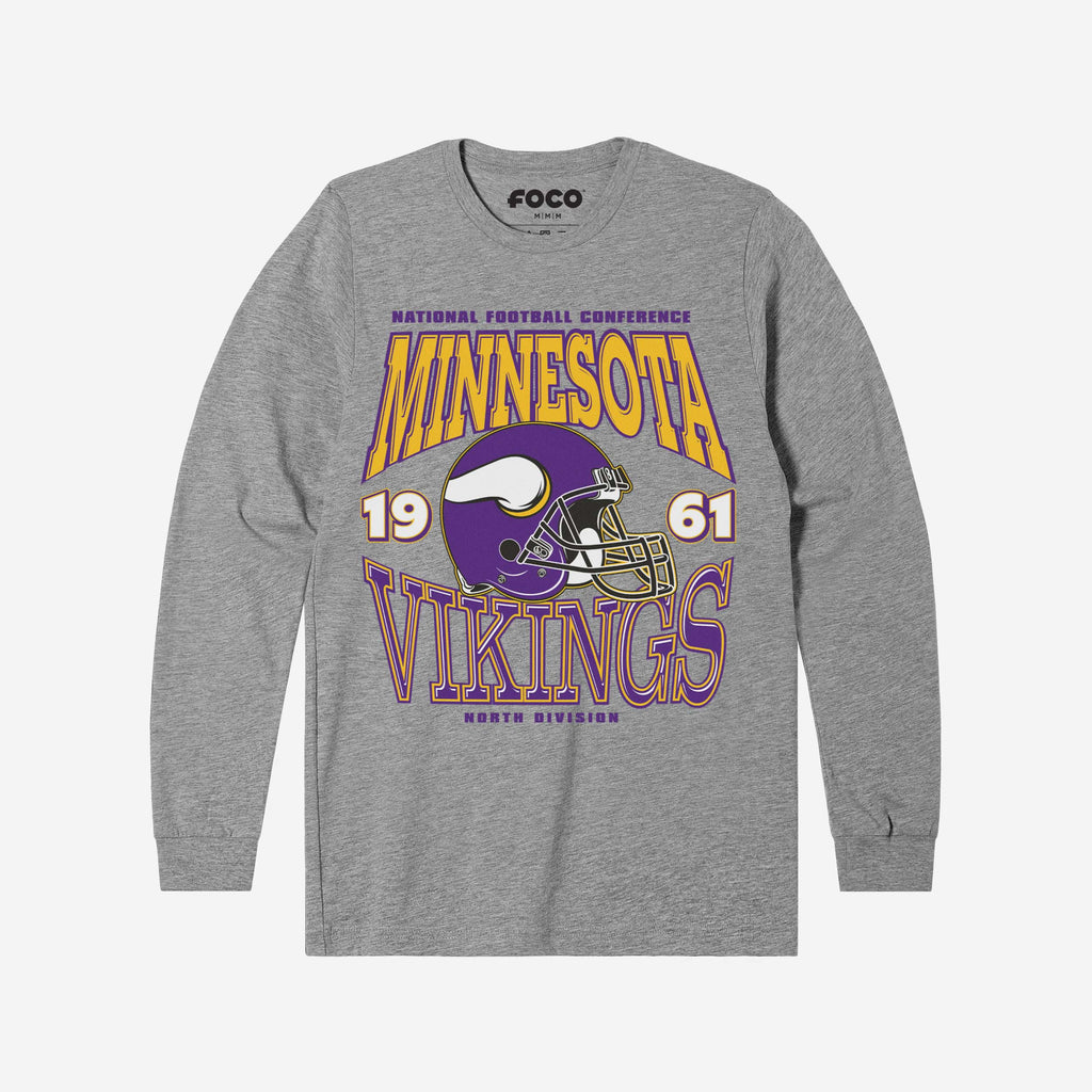 Minnesota Vikings Classic Team Helmet Long Sleeve T-Shirt FOCO S - FOCO.com