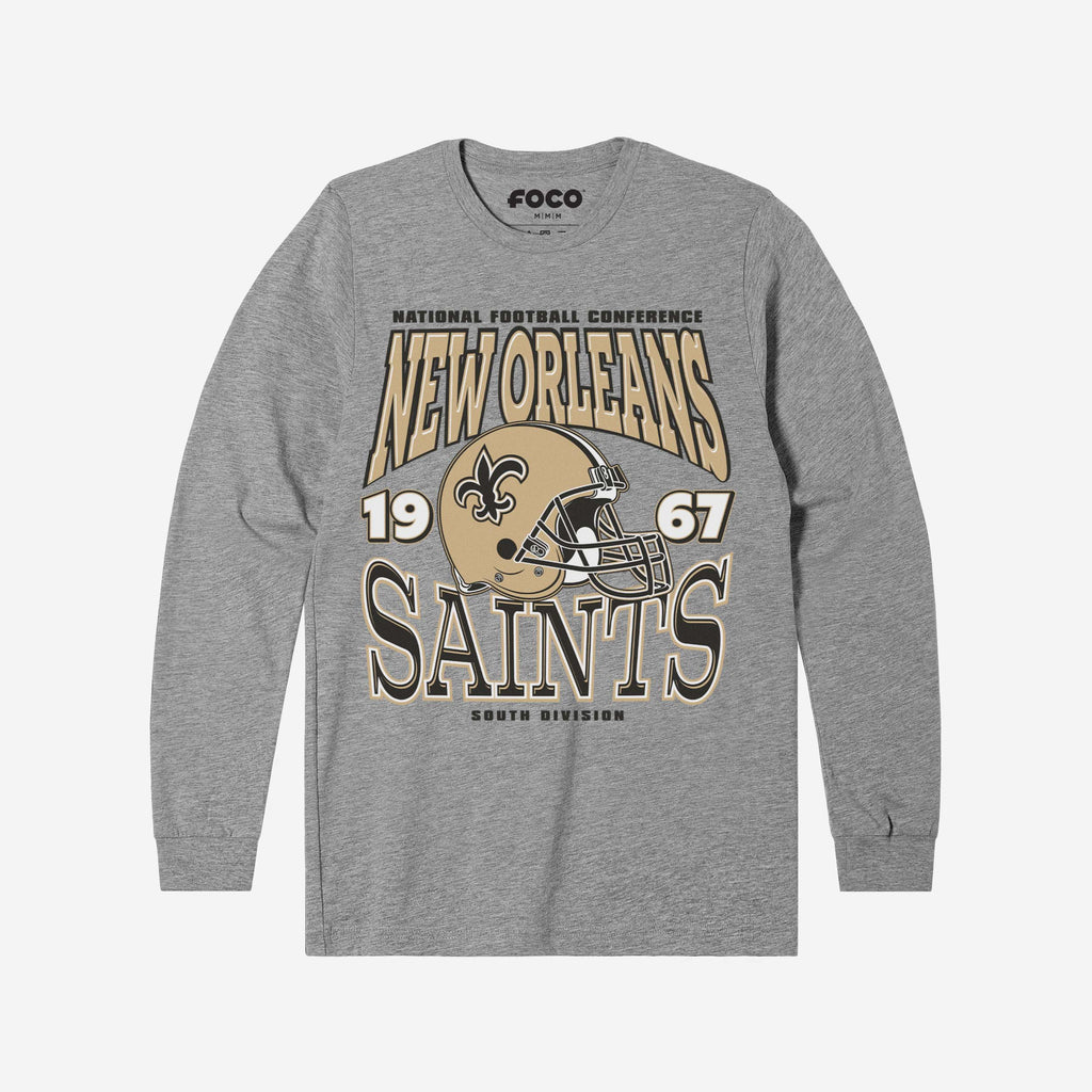 New Orleans Saints Classic Team Helmet Long Sleeve T-Shirt FOCO S - FOCO.com