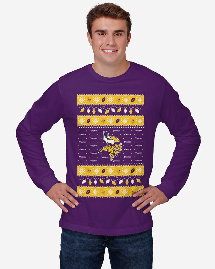 Minnesota Vikings Holiday Lights Sweater Long Sleeve T-Shirt FOCO - FOCO.com