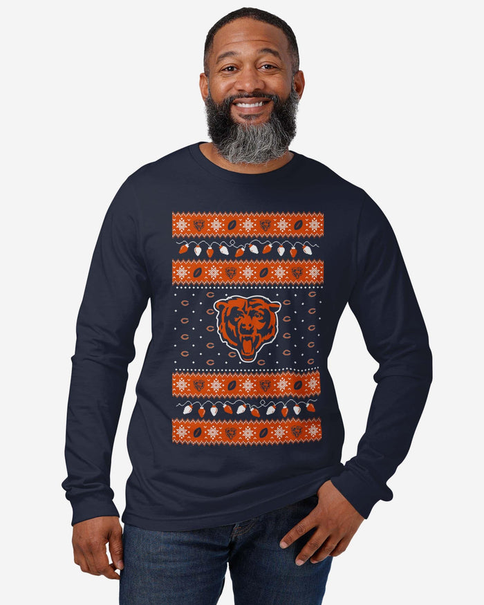 Chicago Bears Holiday Lights Sweater Long Sleeve T-Shirt FOCO - FOCO.com